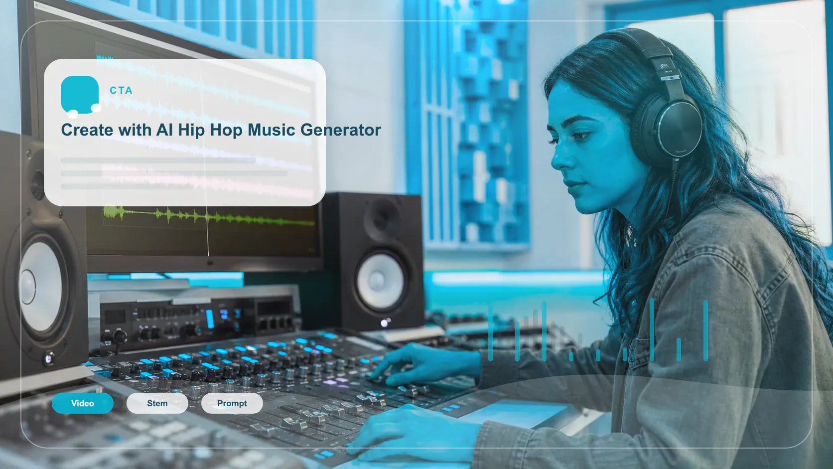 Independent musician shaping an AI music idea in a bright home studio