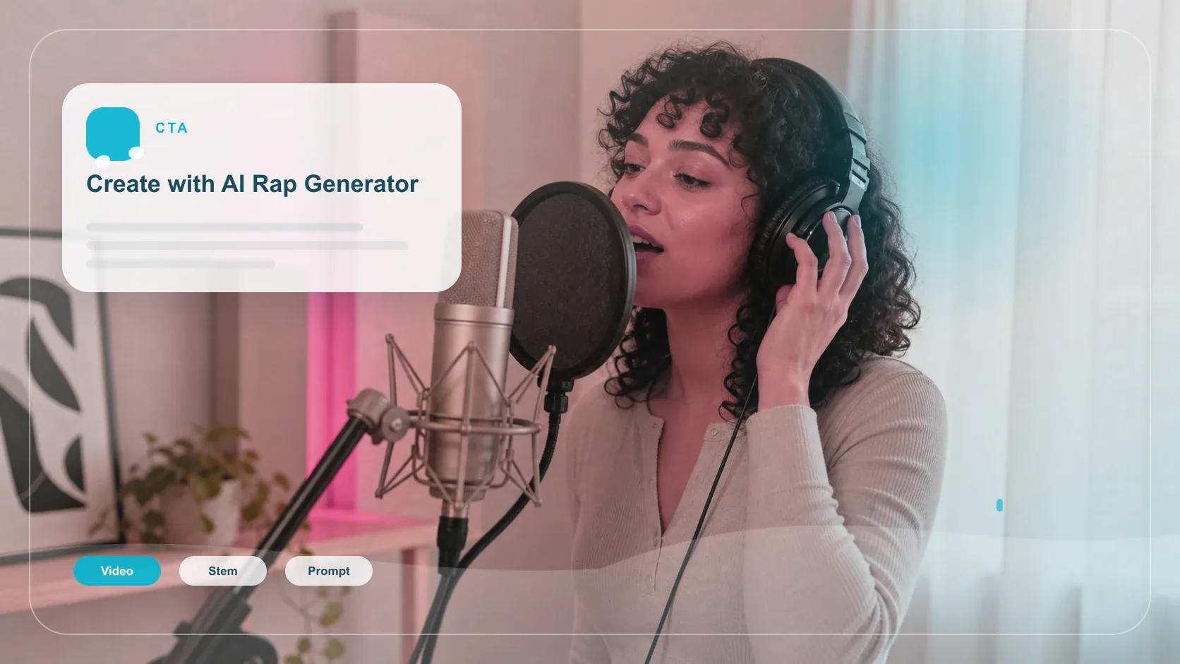 Independent musician shaping an AI music idea in a bright home studio
