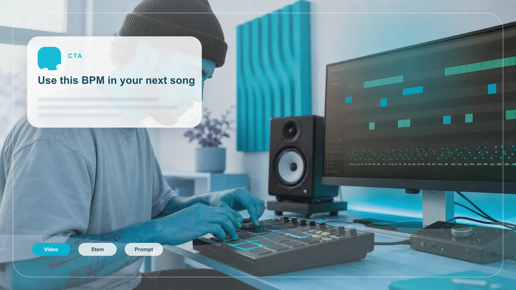 Composer building chords and MIDI ideas on a digital piano