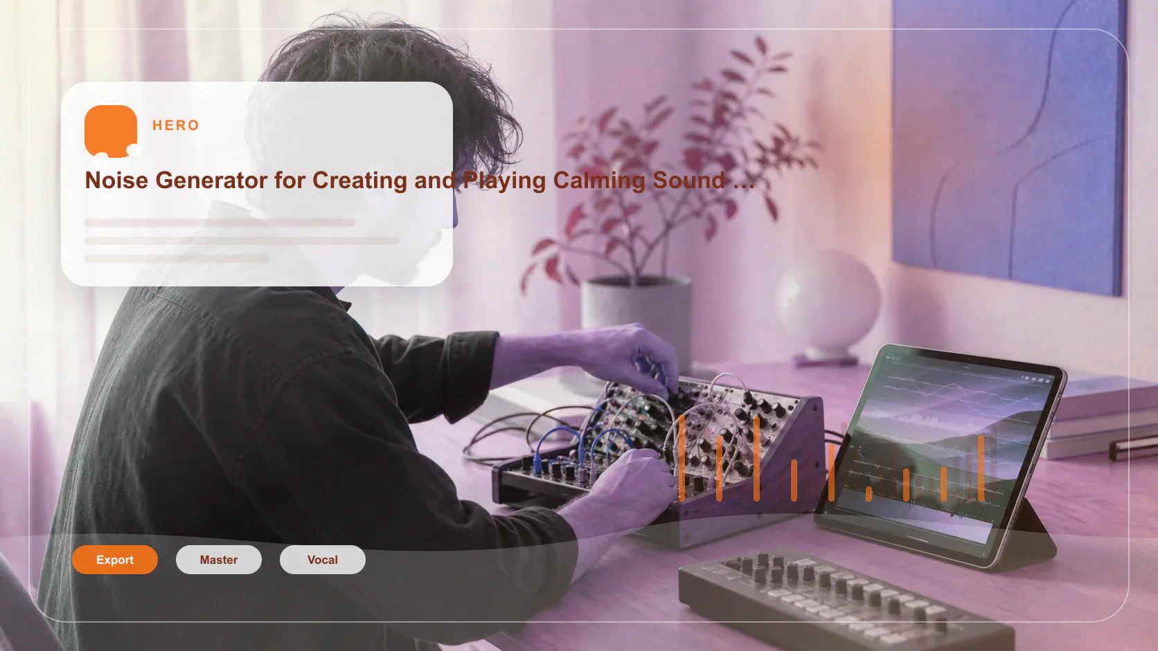 Creator shaping ambient background music with a compact sound texture device