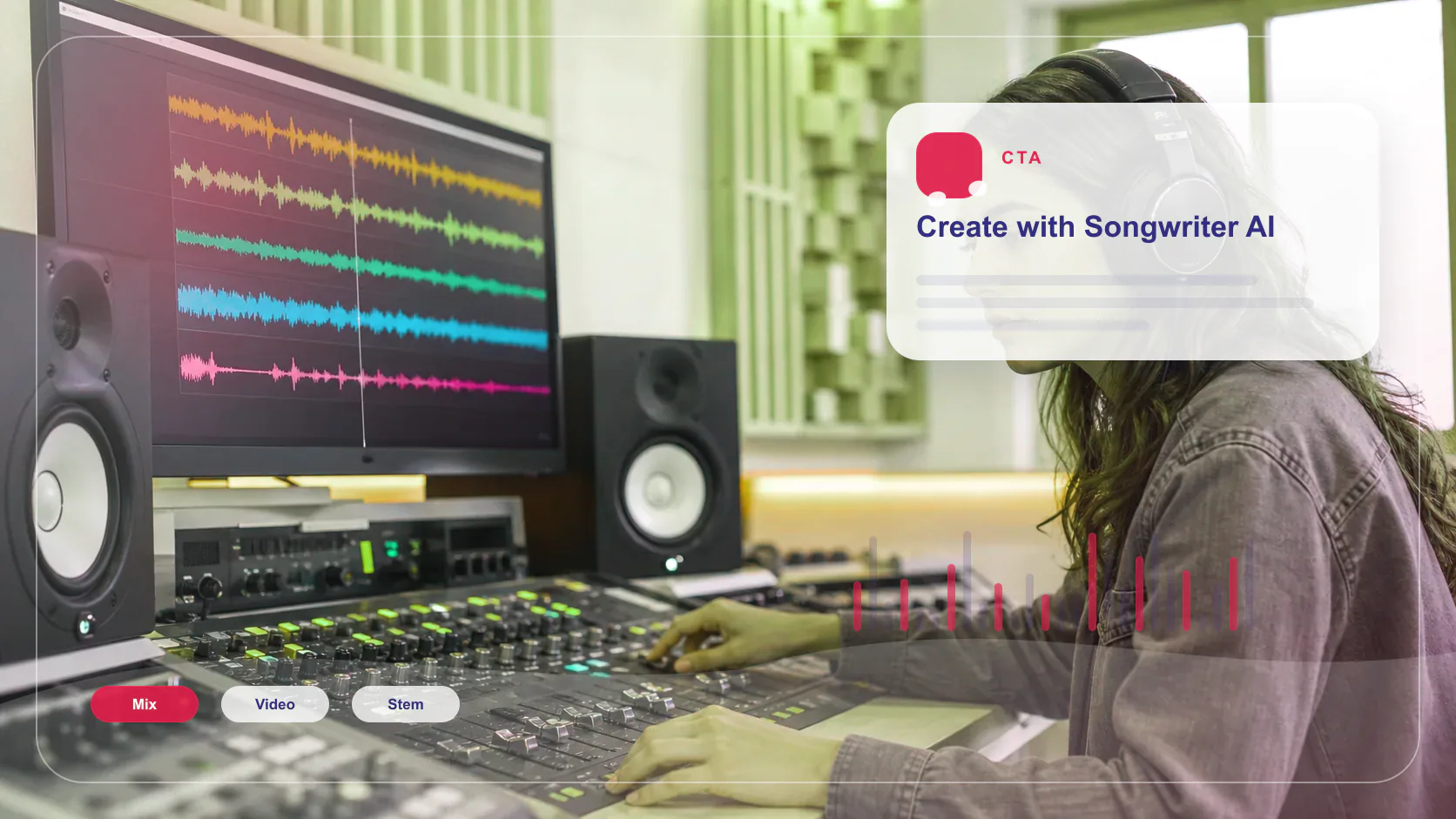 Independent musician shaping an AI music idea in a bright home studio