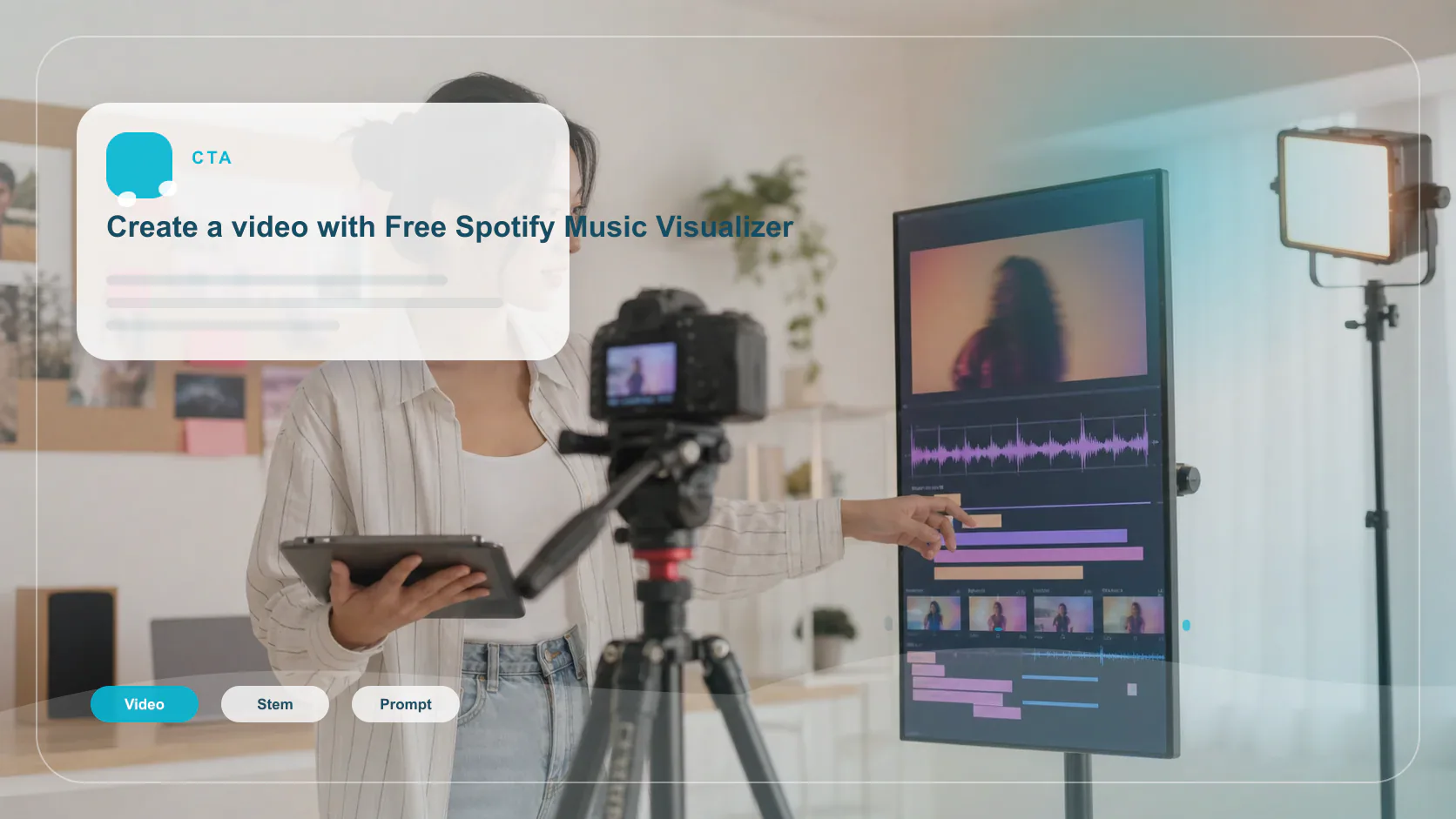Independent musician shaping an AI music idea in a bright home studio