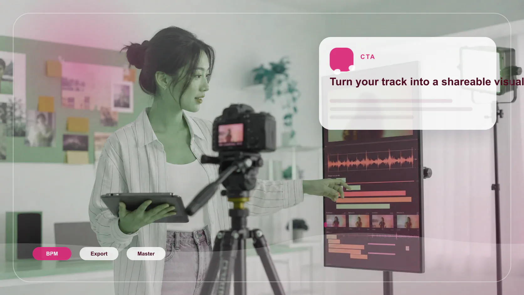 Independent musician shaping an AI music idea in a bright home studio