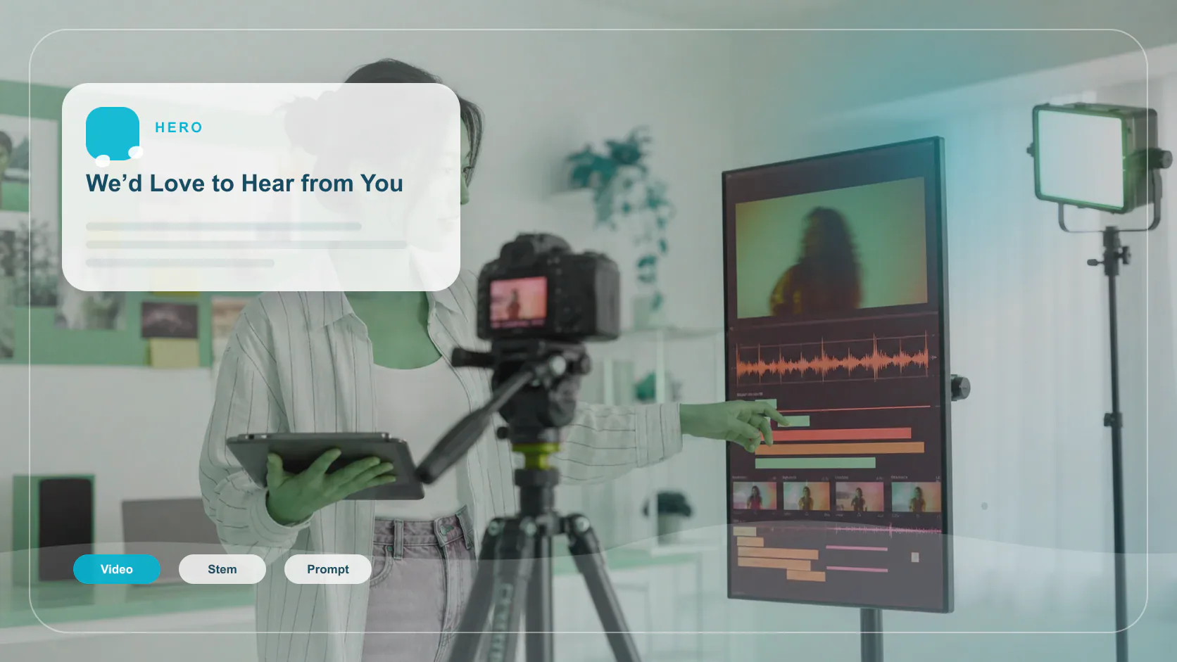 Independent musician shaping an AI music idea in a bright home studio