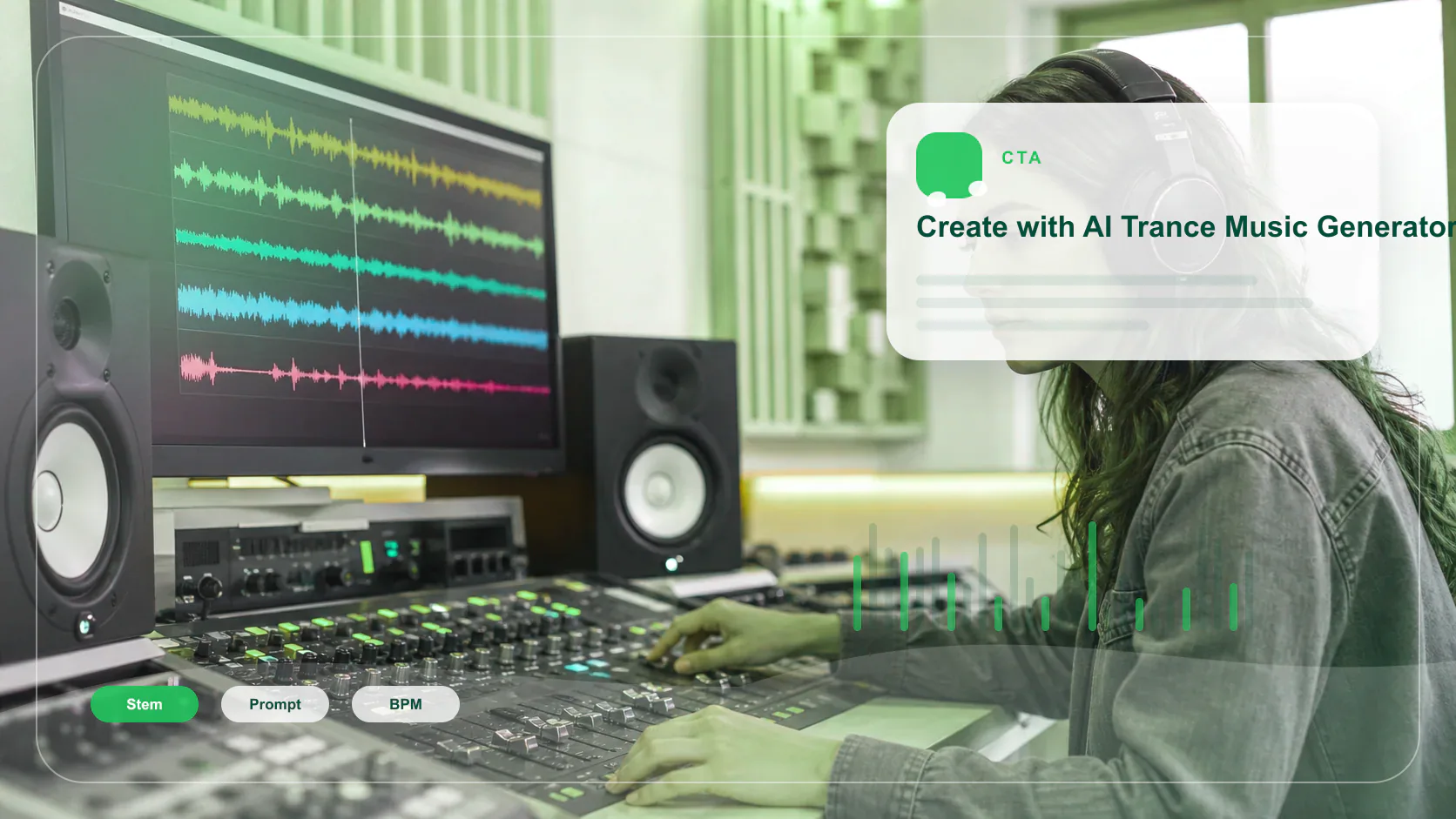Independent musician shaping an AI music idea in a bright home studio