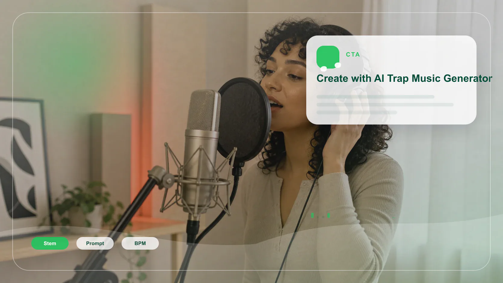 Independent musician shaping an AI music idea in a bright home studio