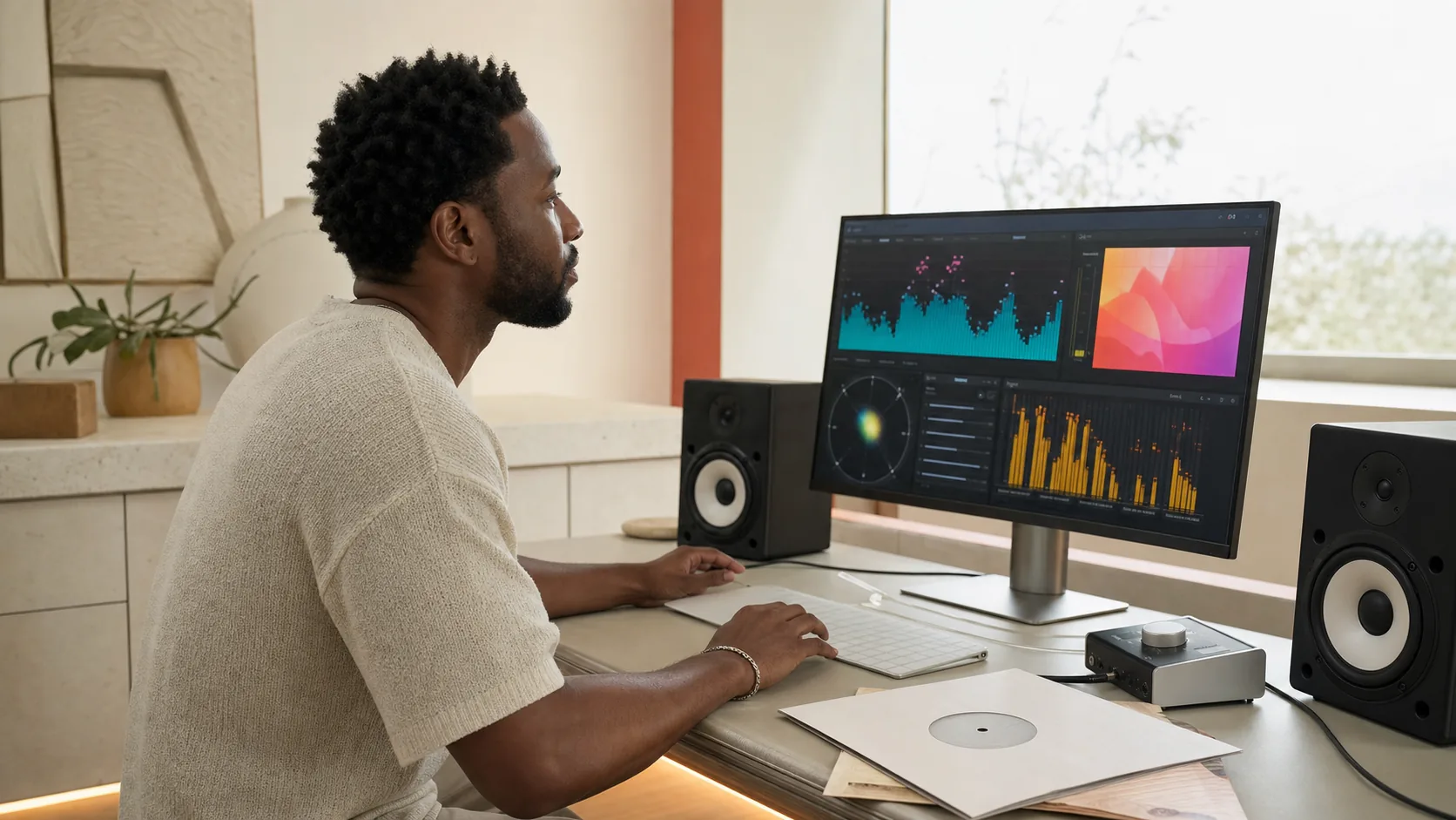 Music producer preparing a mastered track for release