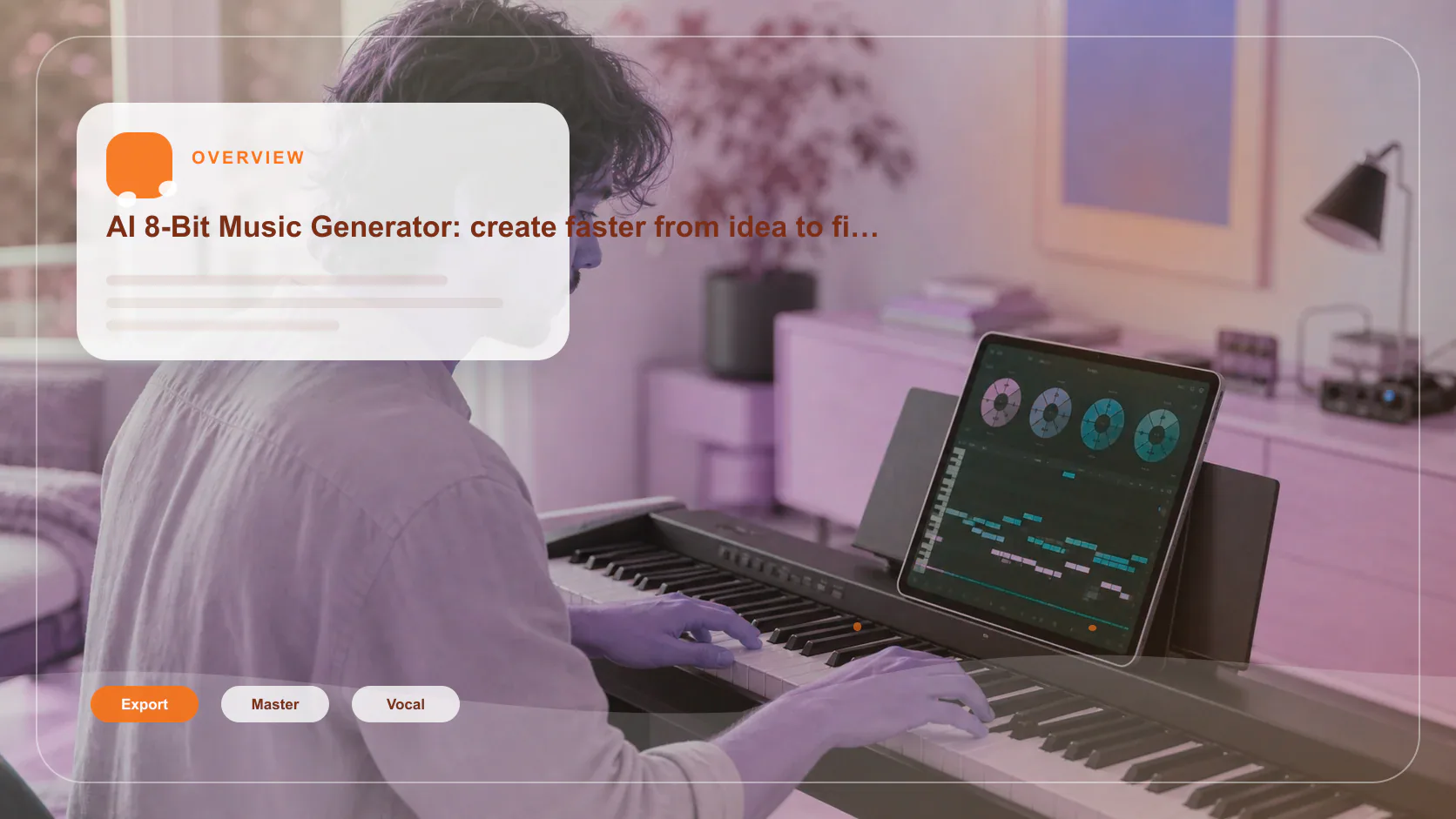 Independent musician shaping an AI music idea in a bright home studio