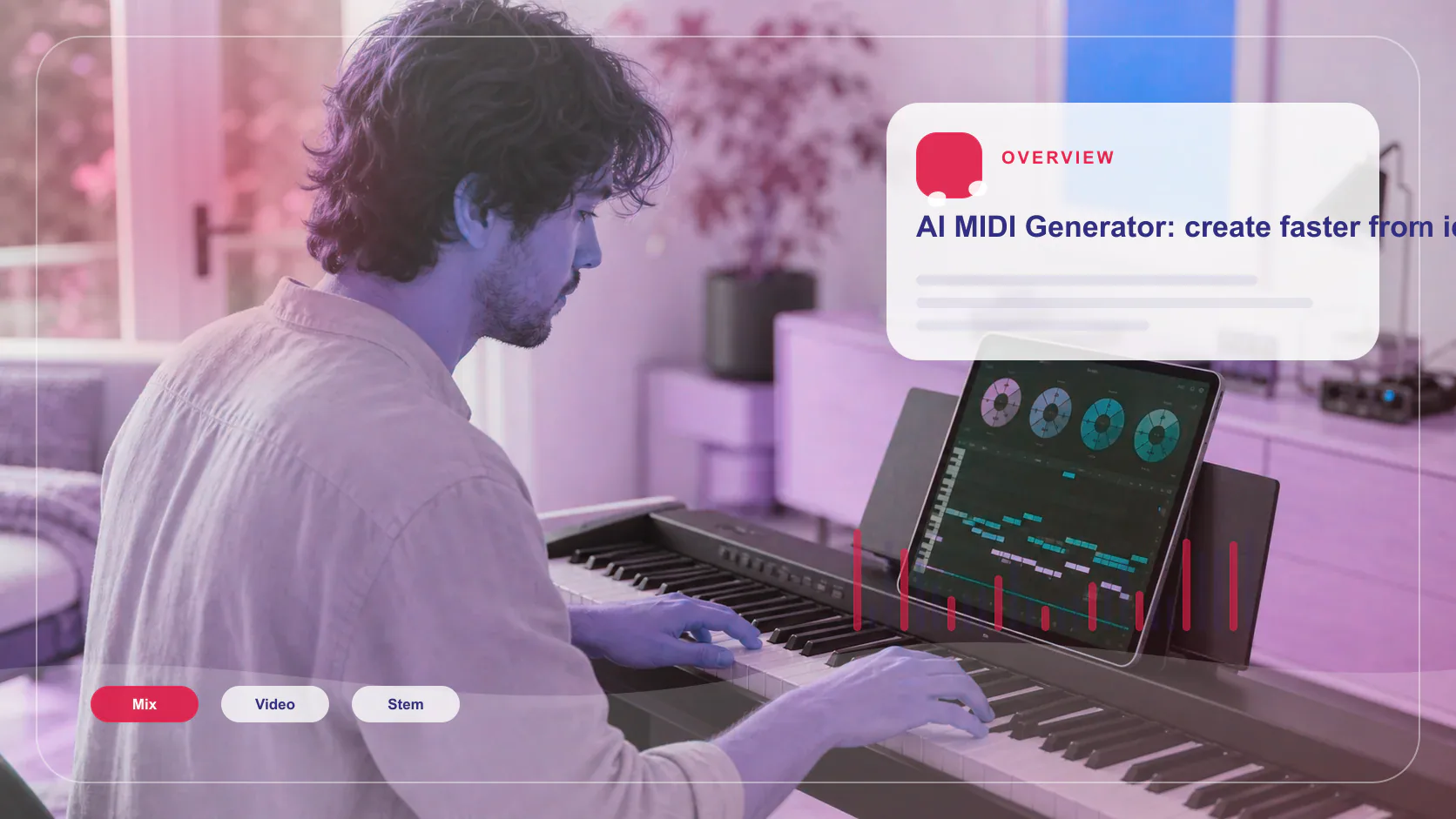 Composer building chords and MIDI ideas on a digital piano