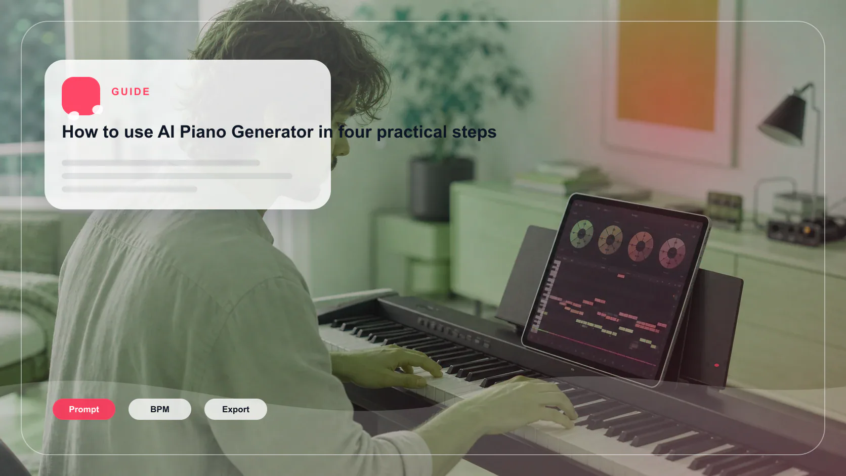 Independent musician shaping an AI music idea in a bright home studio