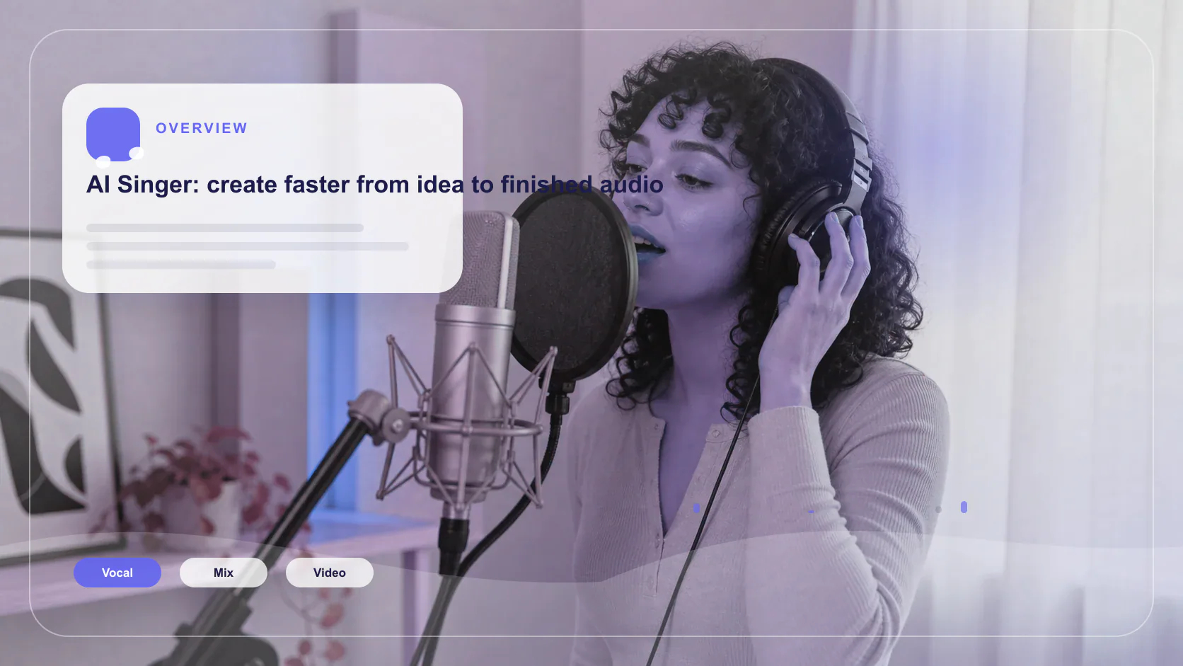 Vocalist recording a clean voice sample in a bright vocal booth