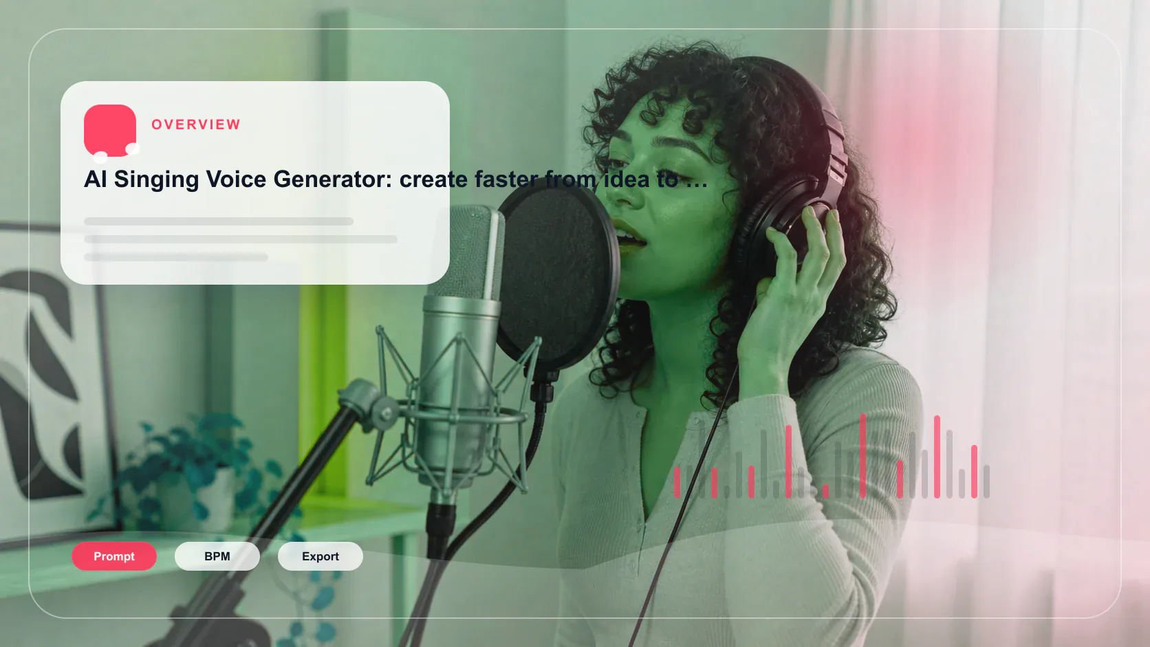 Vocalist recording a clean voice sample in a bright vocal booth