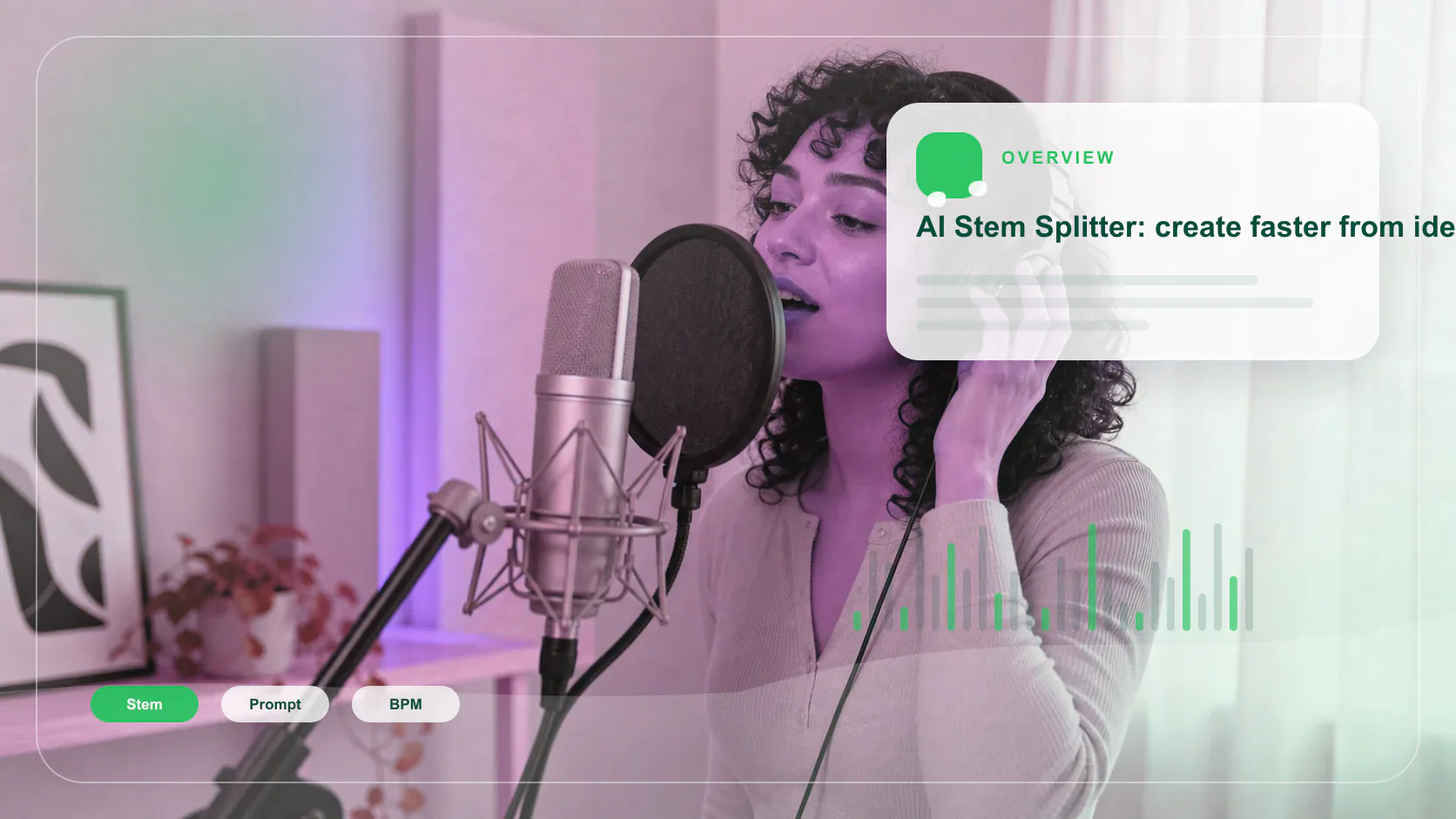 Audio engineer separating vocal and instrumental stems in a clean studio