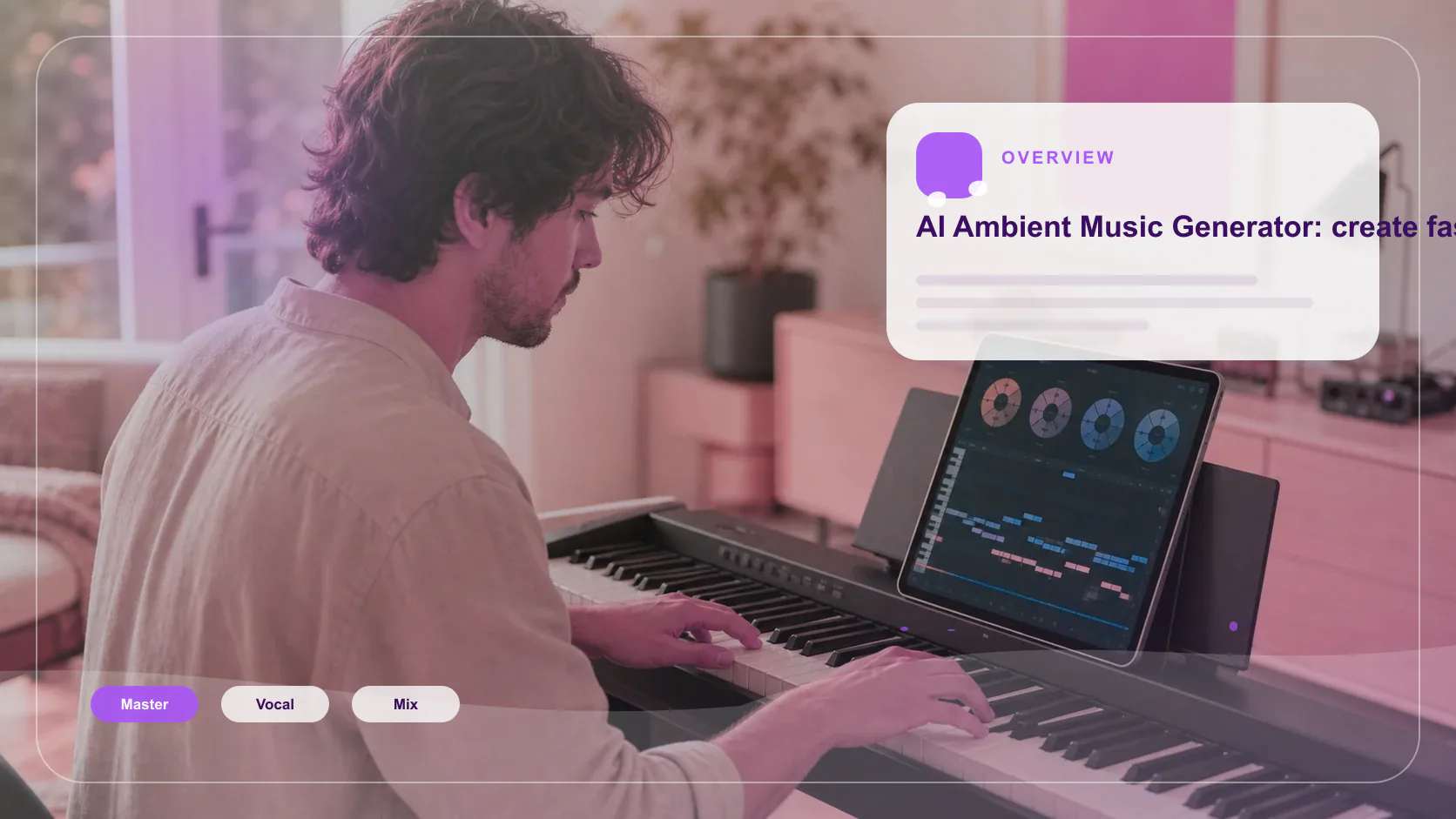 Creator shaping ambient background music with a compact sound texture device