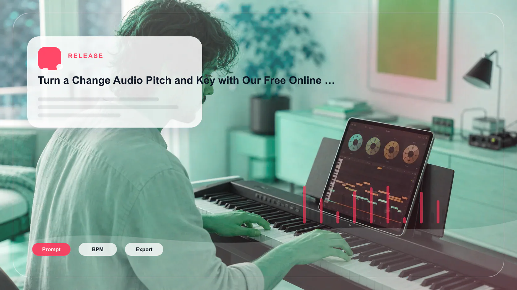 Independent musician shaping an AI music idea in a bright home studio