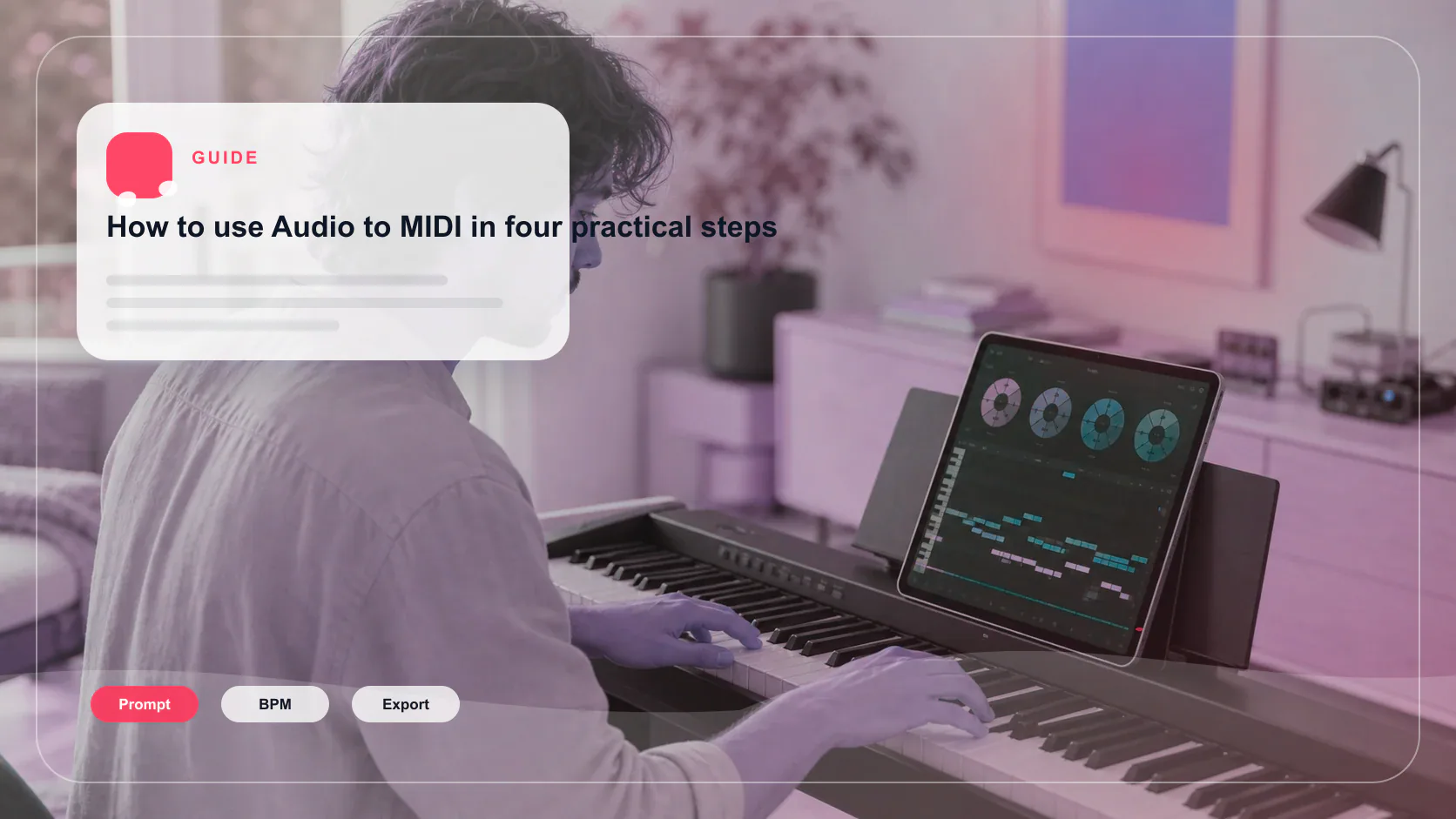 Independent musician shaping an AI music idea in a bright home studio