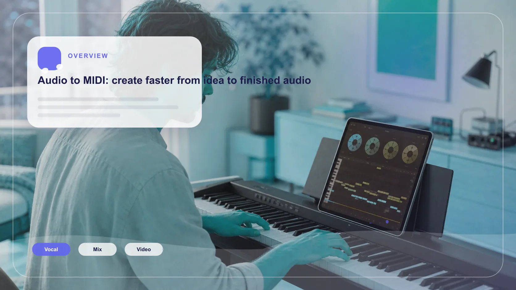 Composer building chords and MIDI ideas on a digital piano