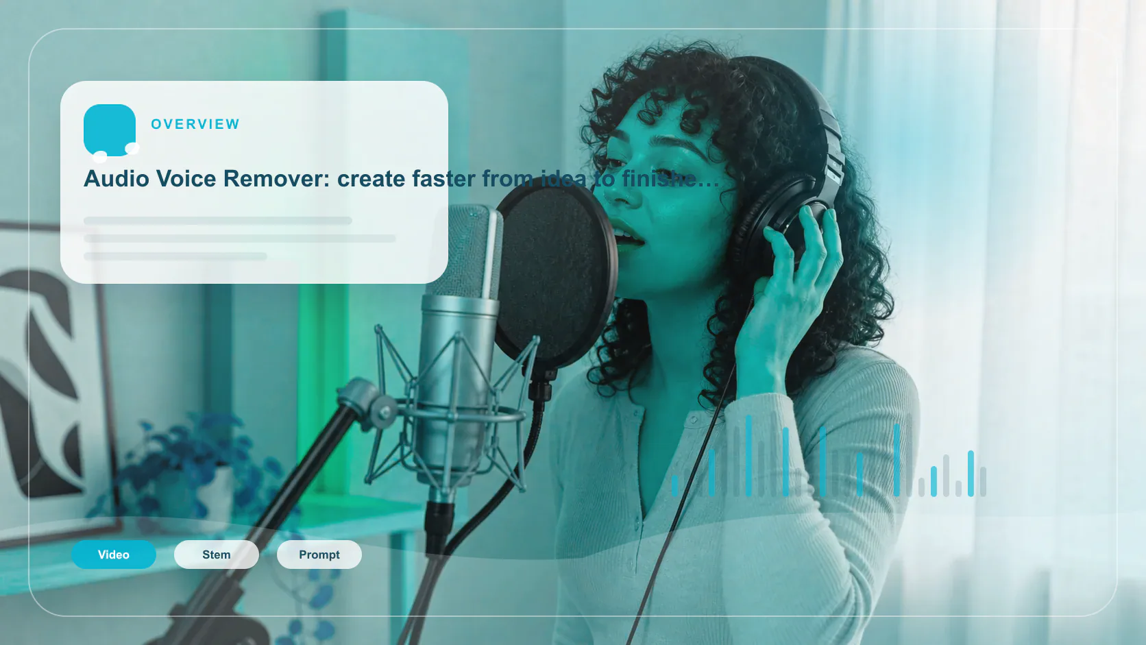 Vocalist recording a clean voice sample in a bright vocal booth