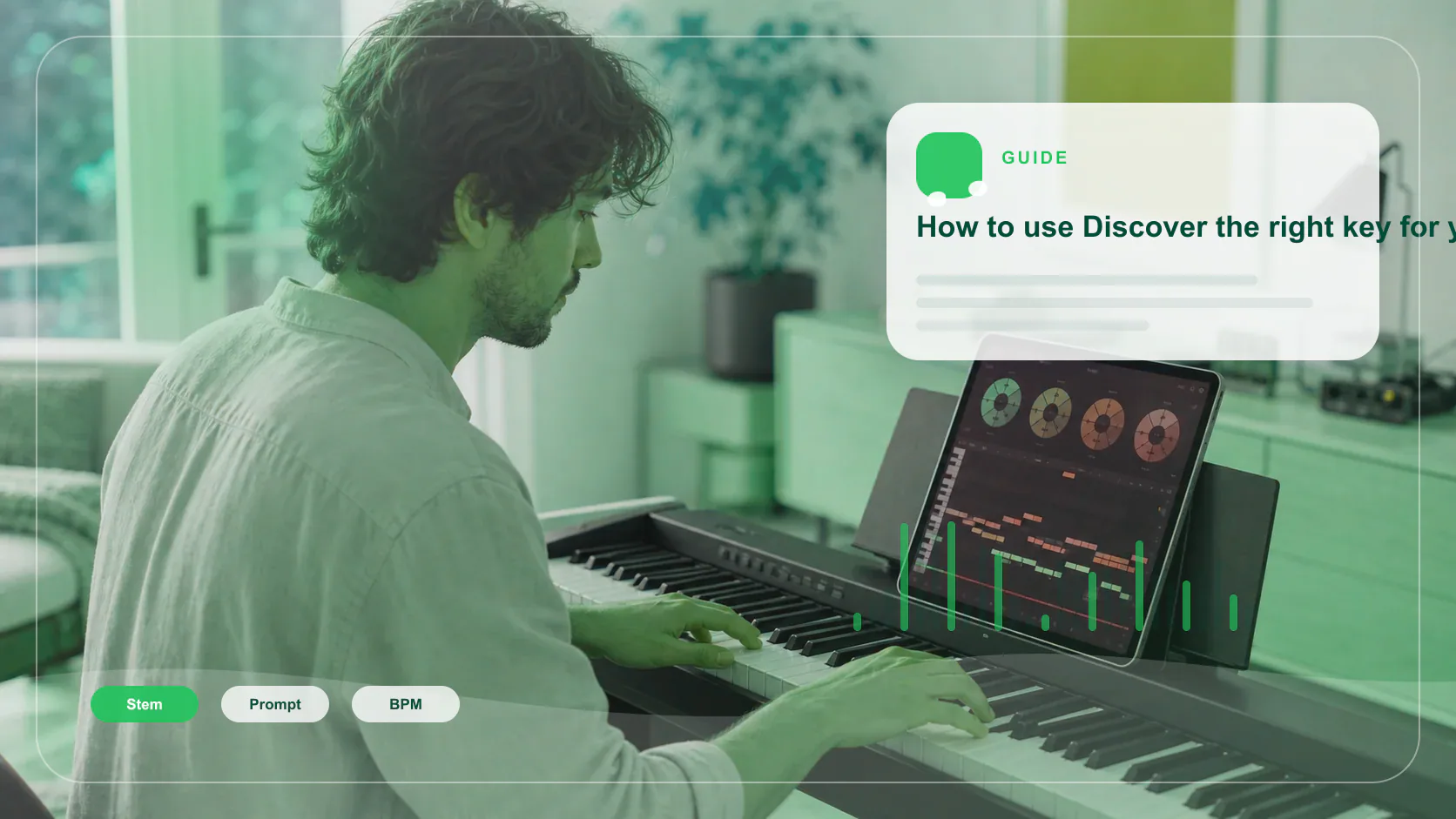 Composer building chords and MIDI ideas on a digital piano