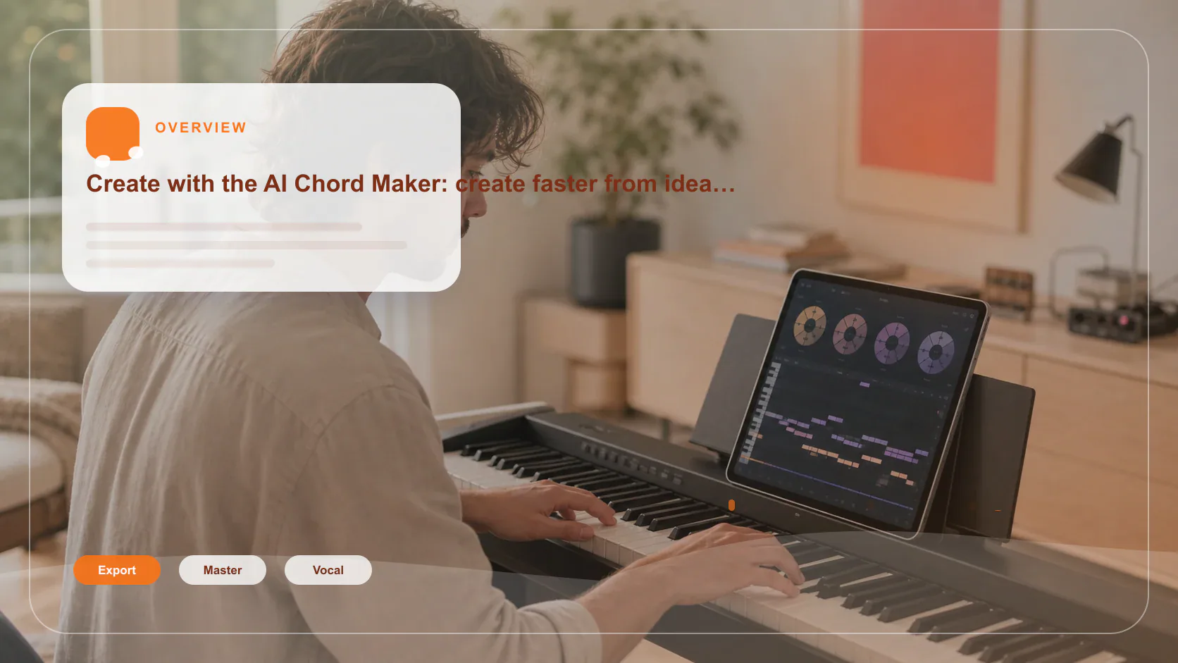 Composer building chords and MIDI ideas on a digital piano
