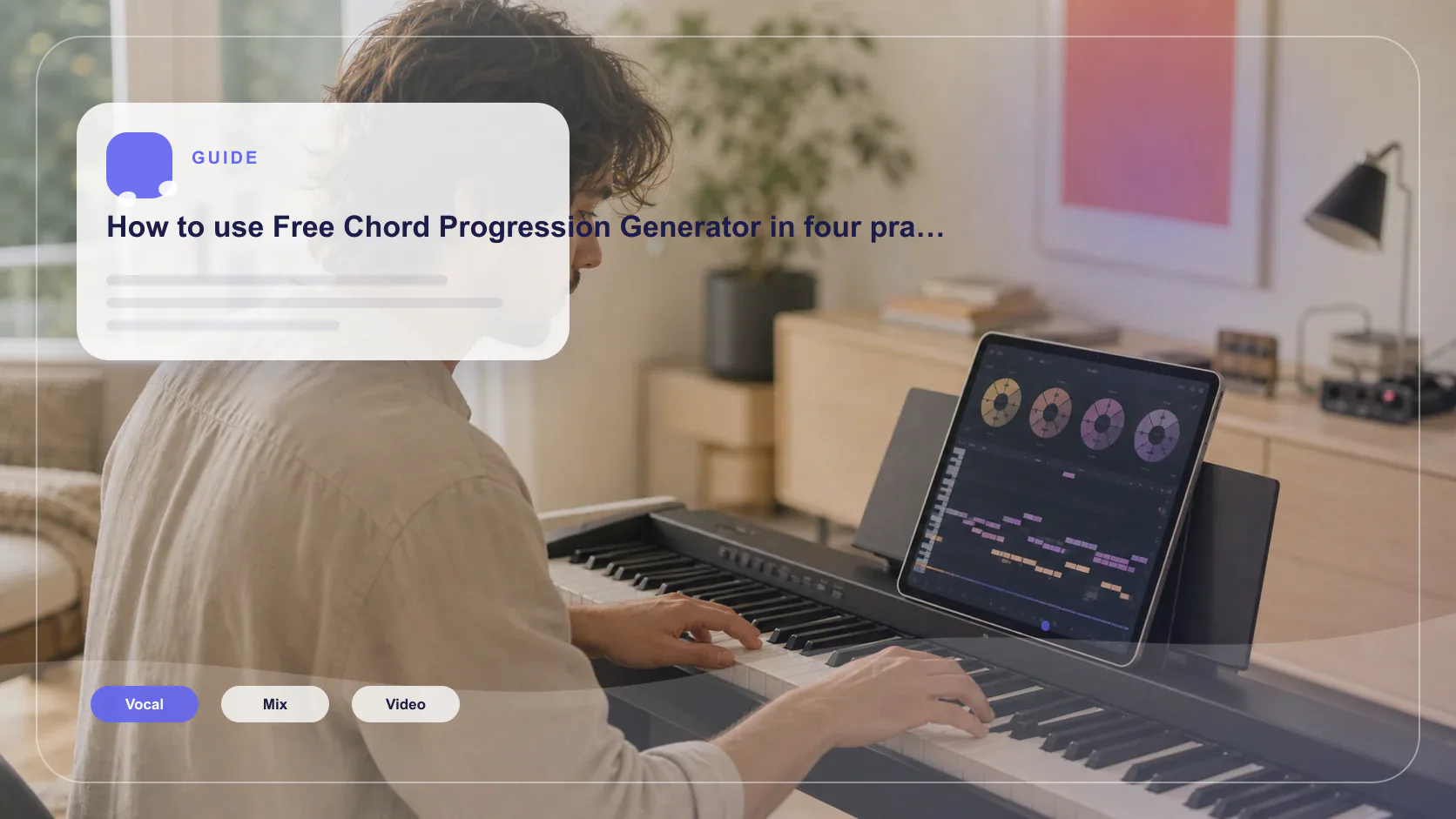 Independent musician shaping an AI music idea in a bright home studio