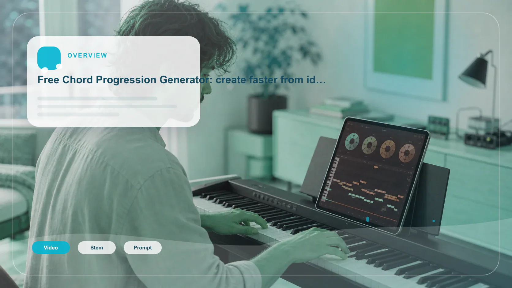 Composer building chords and MIDI ideas on a digital piano