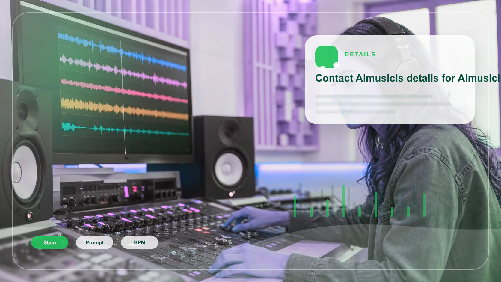 Audio engineer separating vocal and instrumental stems in a clean studio