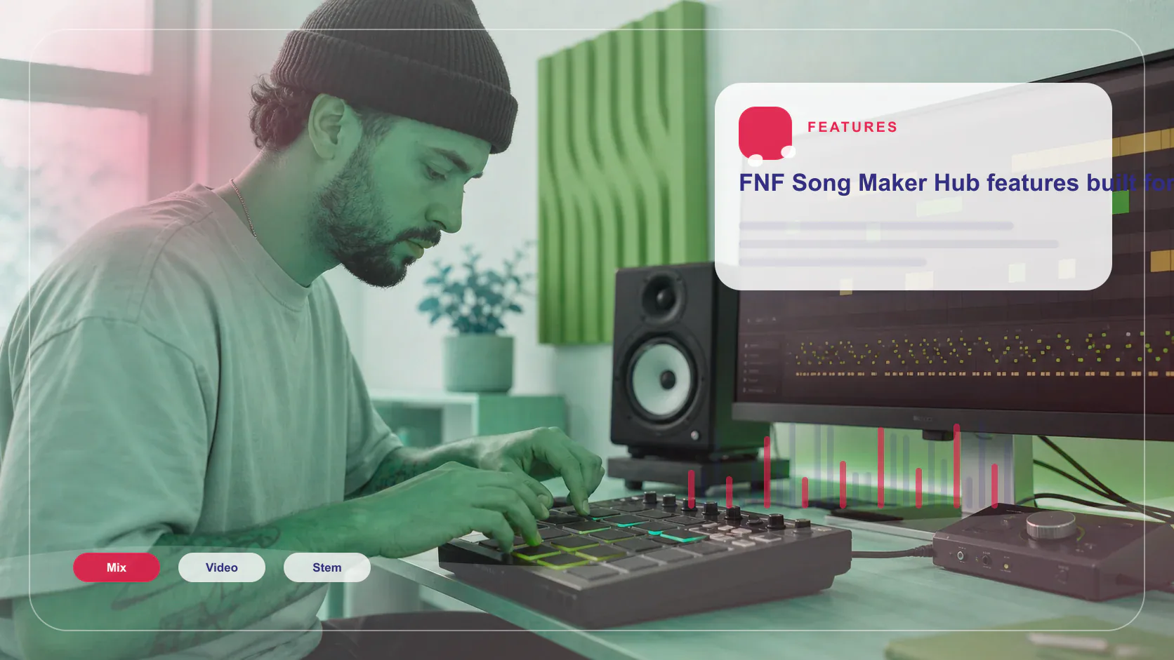 Beat producer tapping a drum pad controller for a new genre idea