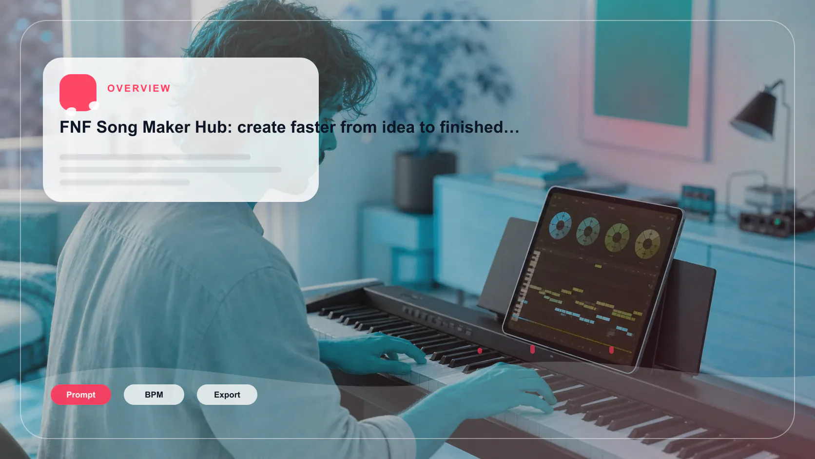 Independent musician shaping an AI music idea in a bright home studio