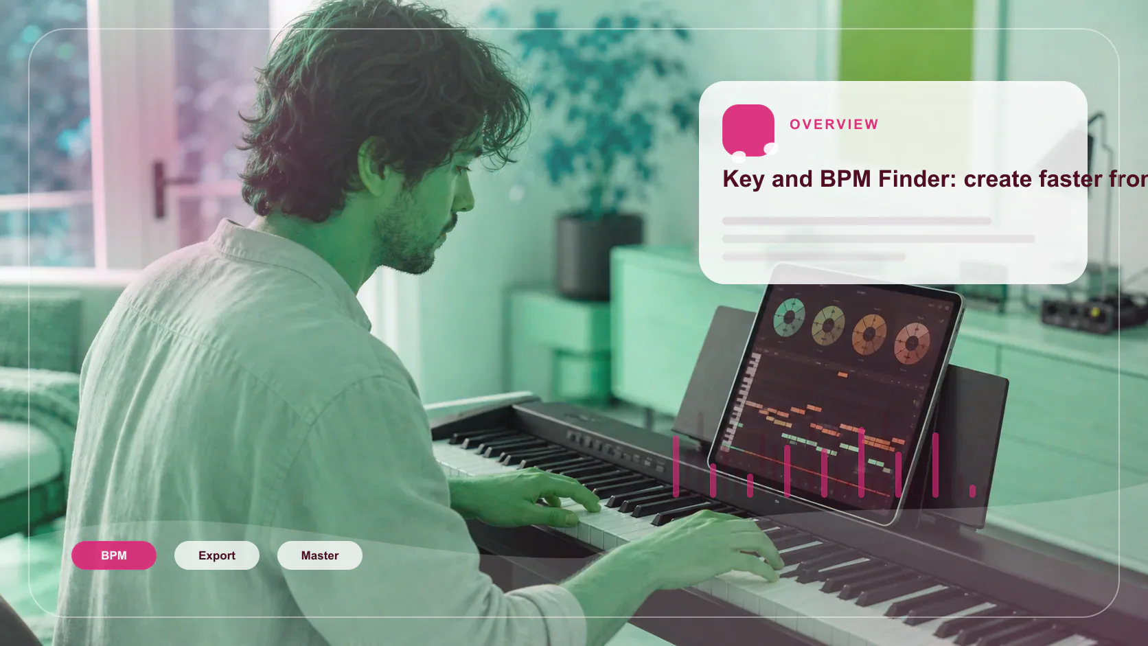 Sound designer analyzing BPM key and pitch before editing audio