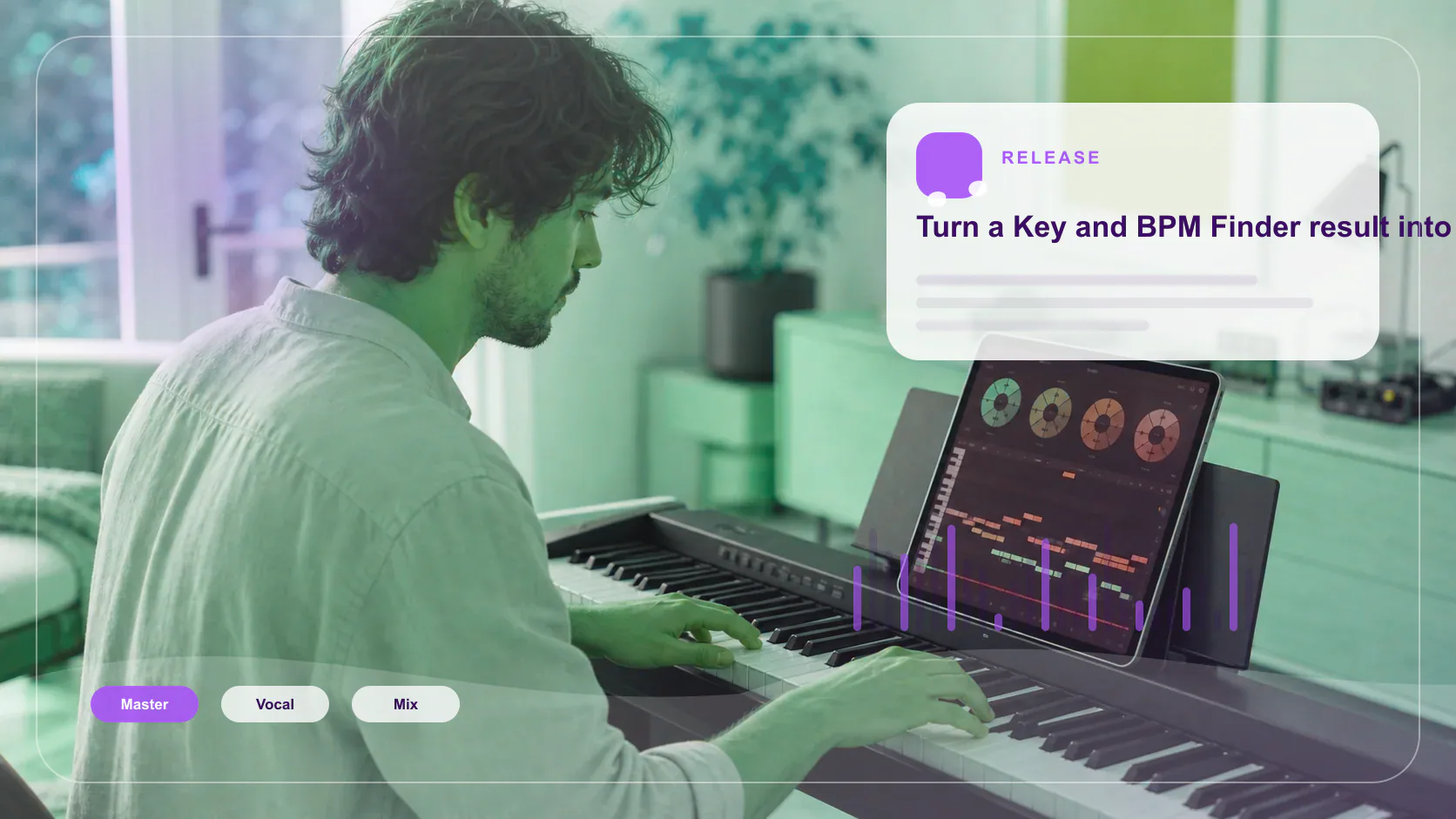 Independent musician shaping an AI music idea in a bright home studio
