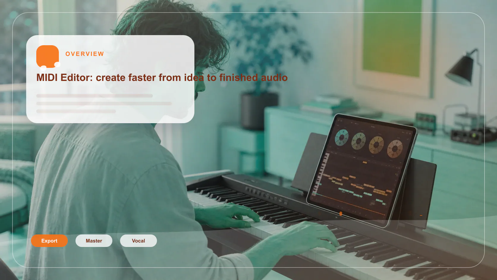 Composer building chords and MIDI ideas on a digital piano