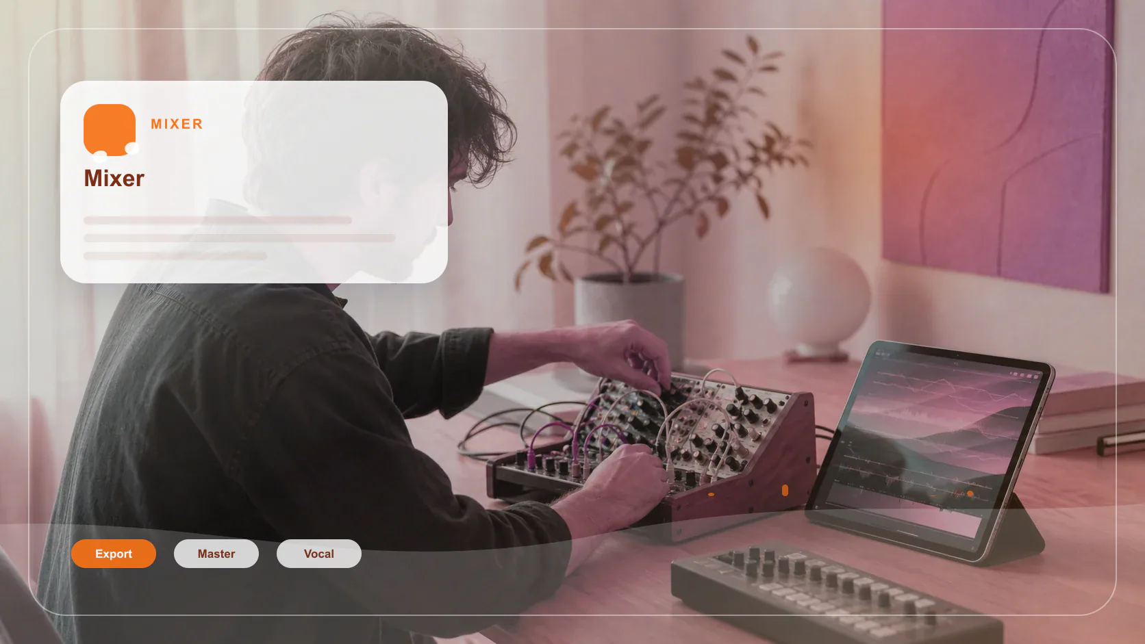 Independent musician shaping an AI music idea in a bright home studio