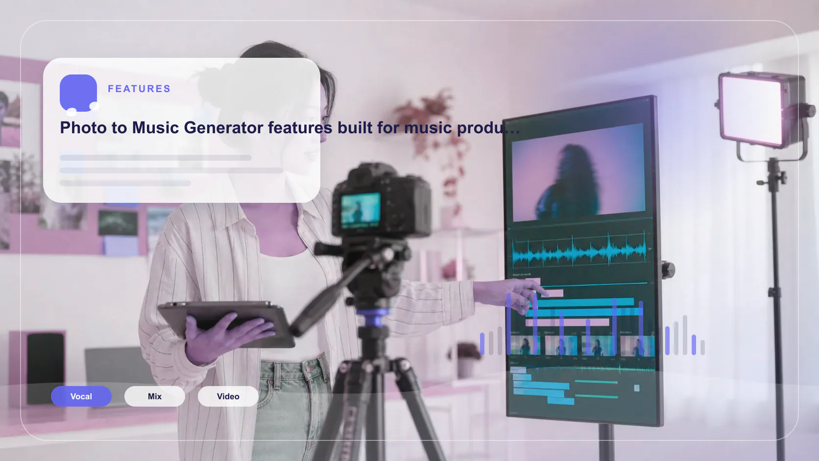 Creator shaping ambient background music with a compact sound texture device