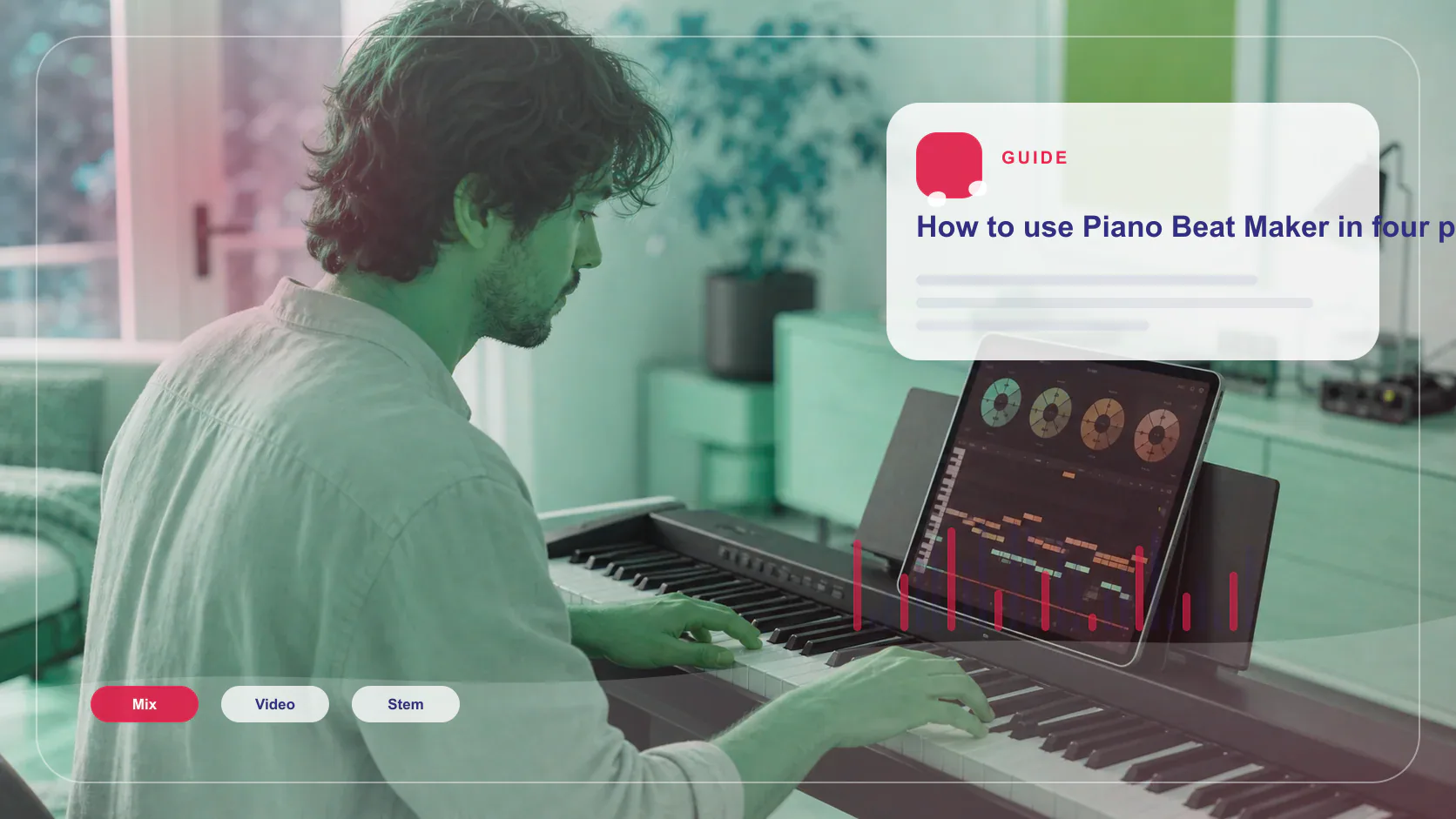 Independent musician shaping an AI music idea in a bright home studio
