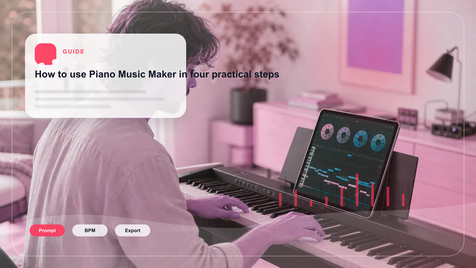 Independent musician shaping an AI music idea in a bright home studio