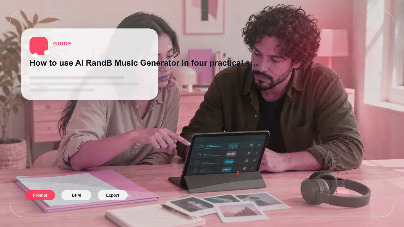Independent musician shaping an AI music idea in a bright home studio