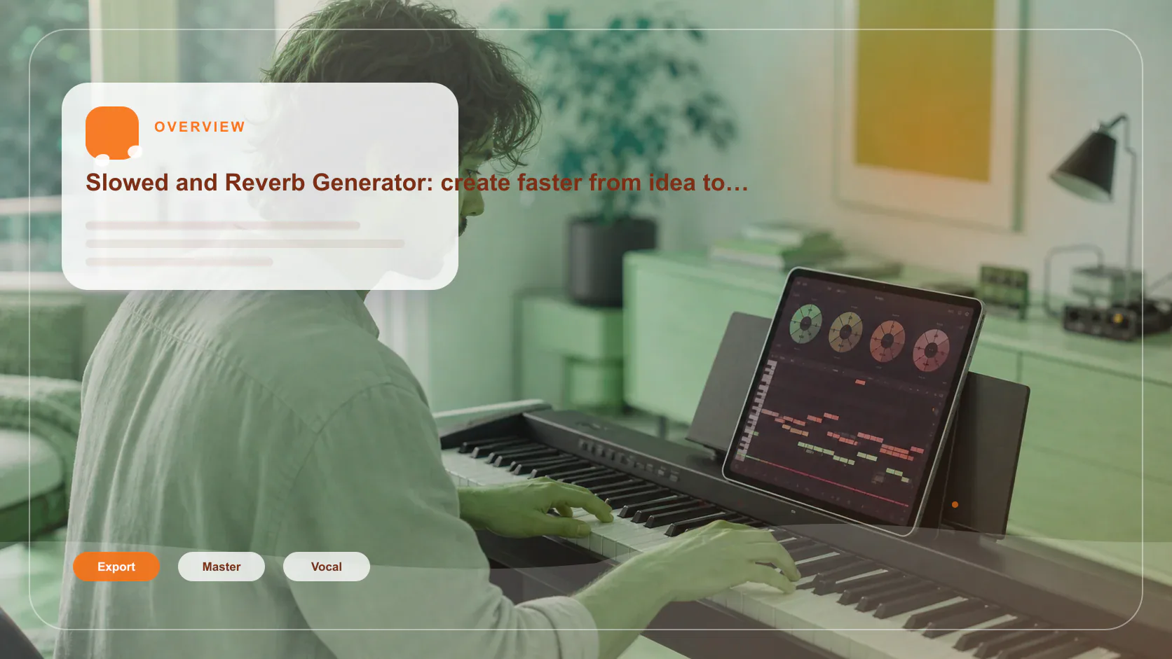 Creator shaping ambient background music with a compact sound texture device